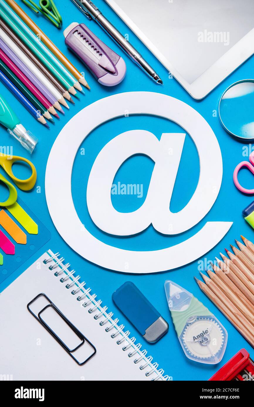 Office supplies and email sign Stock Photo