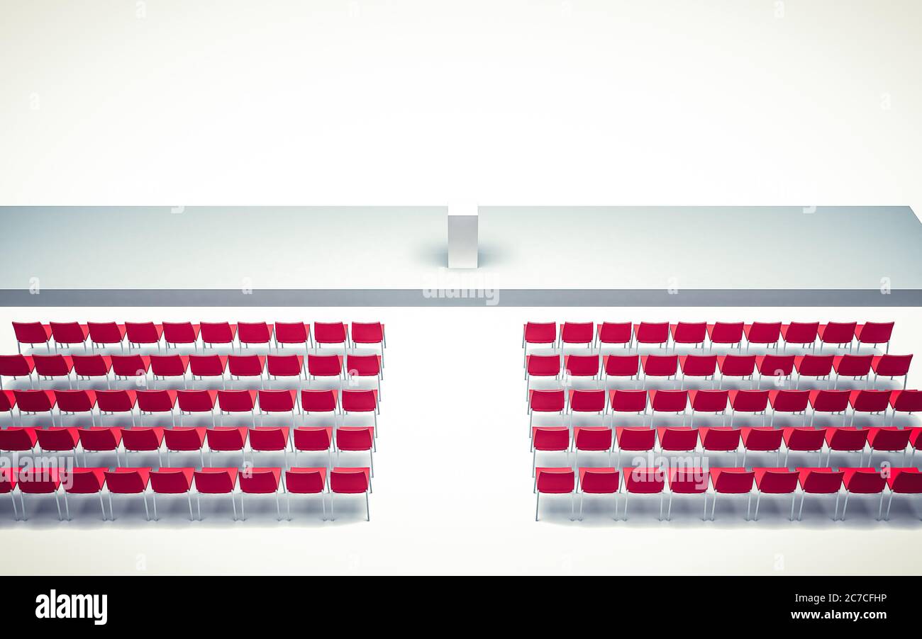 3d Illustration of Conference hall with chairs Stock Photo - Alamy