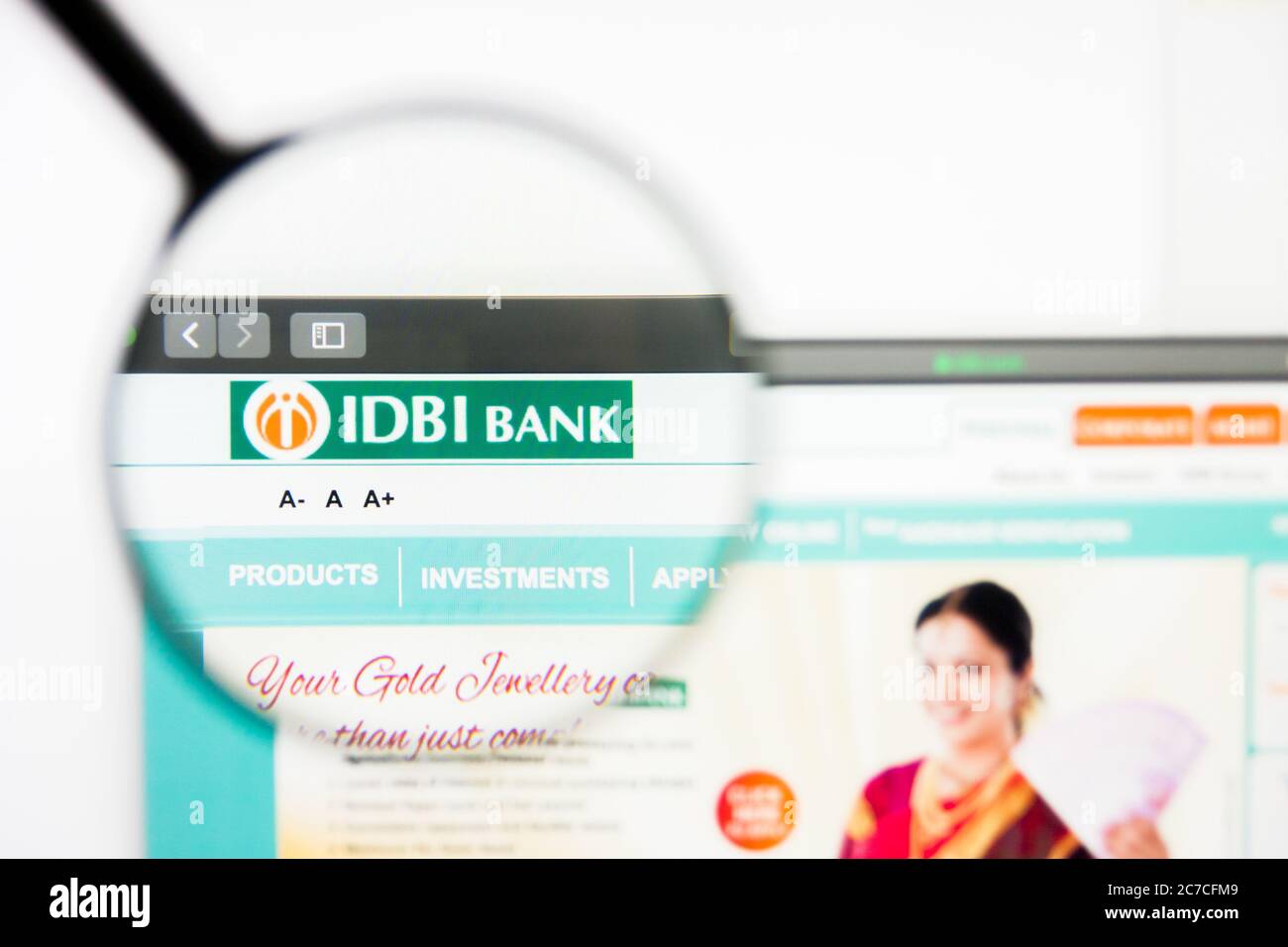Los Angeles, California, USA - 5 April 2019: Illustrative Editorial of IDBI Bank website homepage. IDBI Bank logo visible on display screen. Stock Photo