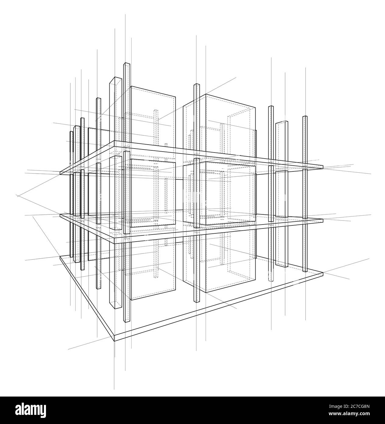 Drawing of a house under construction Stock Photo