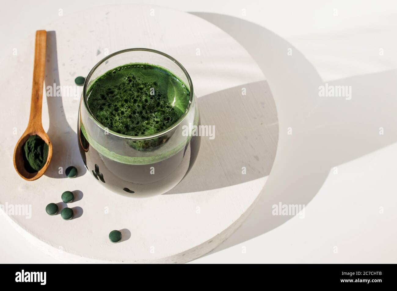Spirulina or chlorella. Green food supplement Stock Photo Alamy