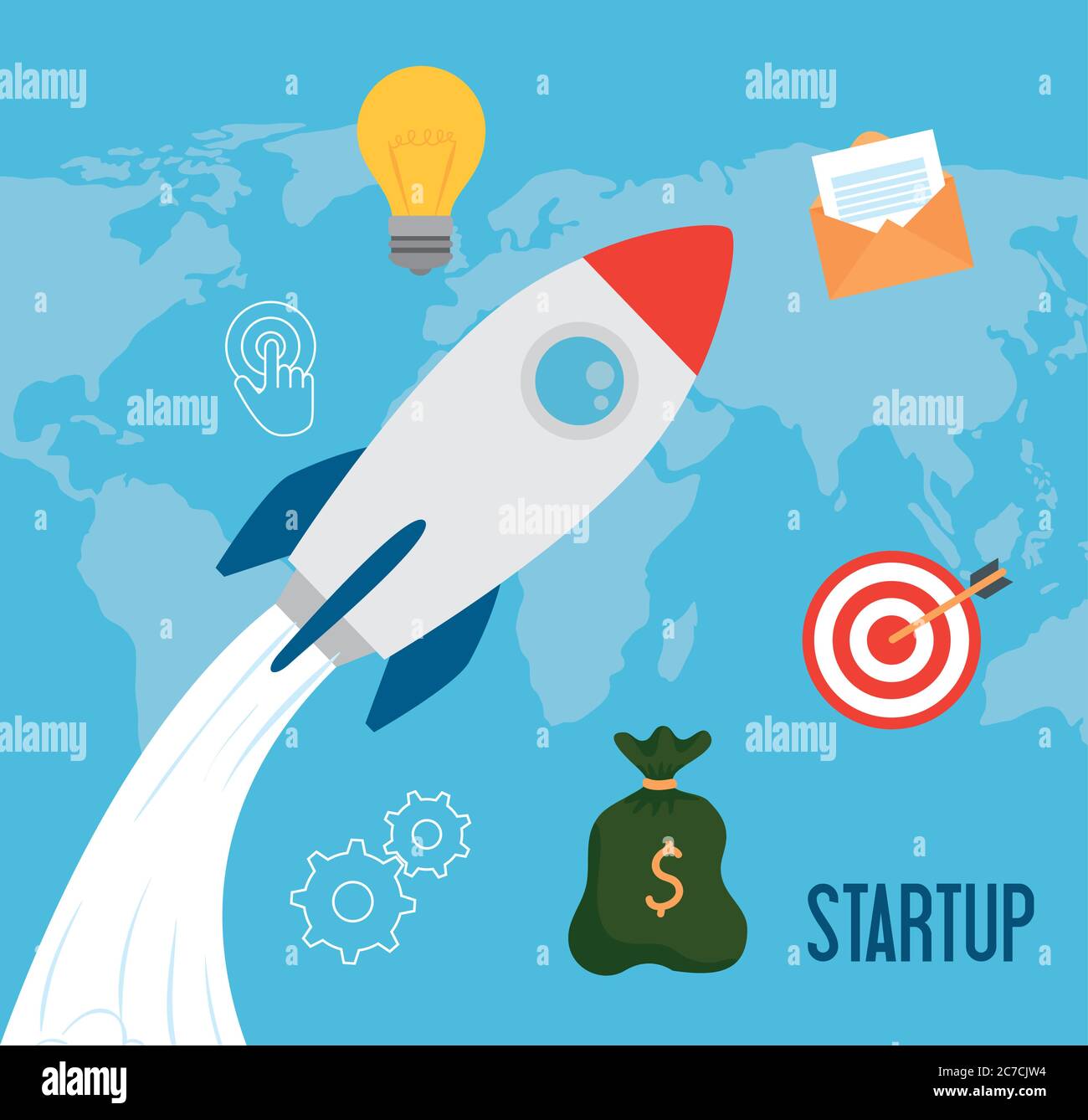 start up rocket with icon set vector design Stock Vector Image & Art ...