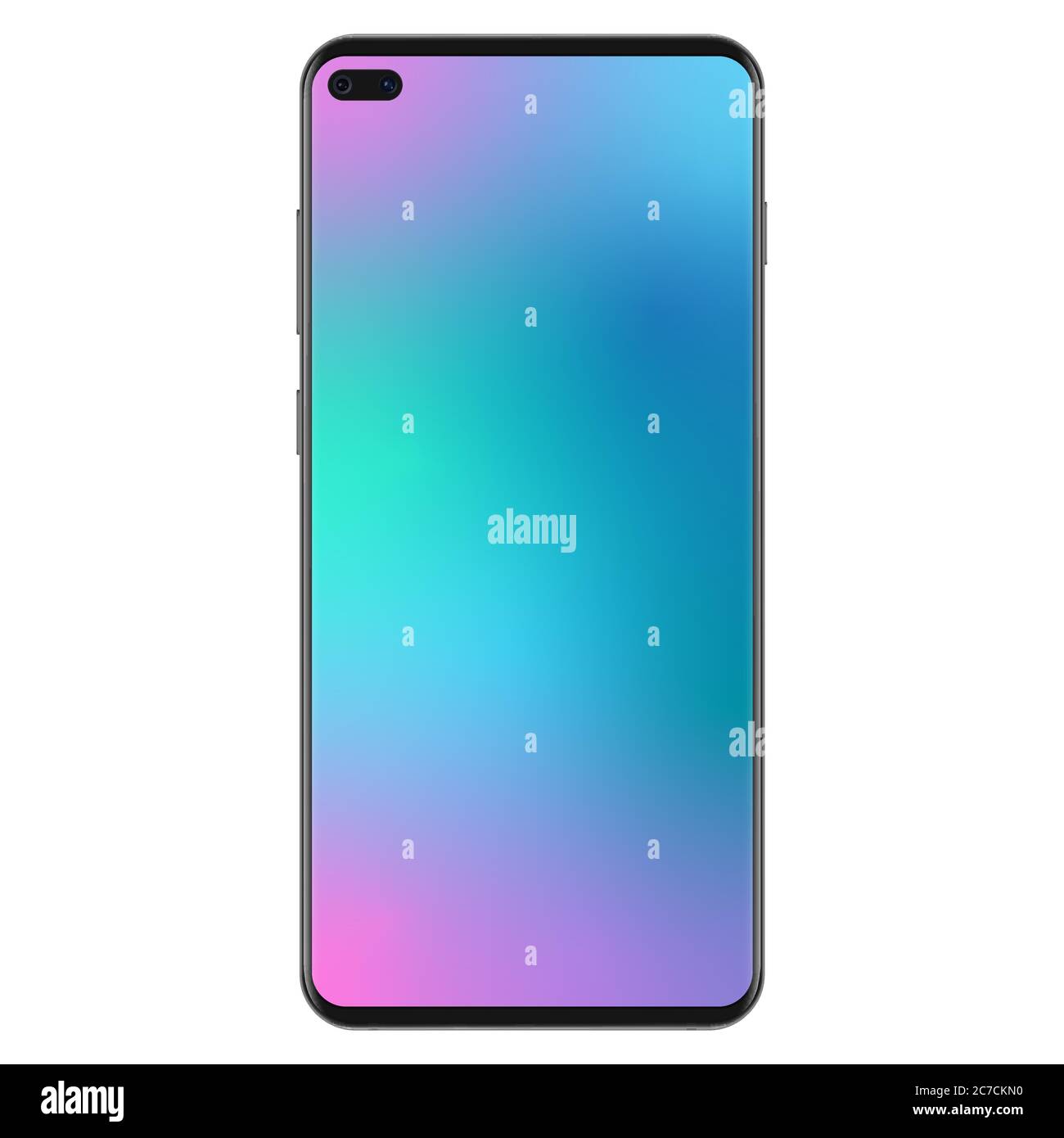New generation version of black slim realistic no frame smartphone with gradient mesh screen wallpaperr vector illustration Stock Vector