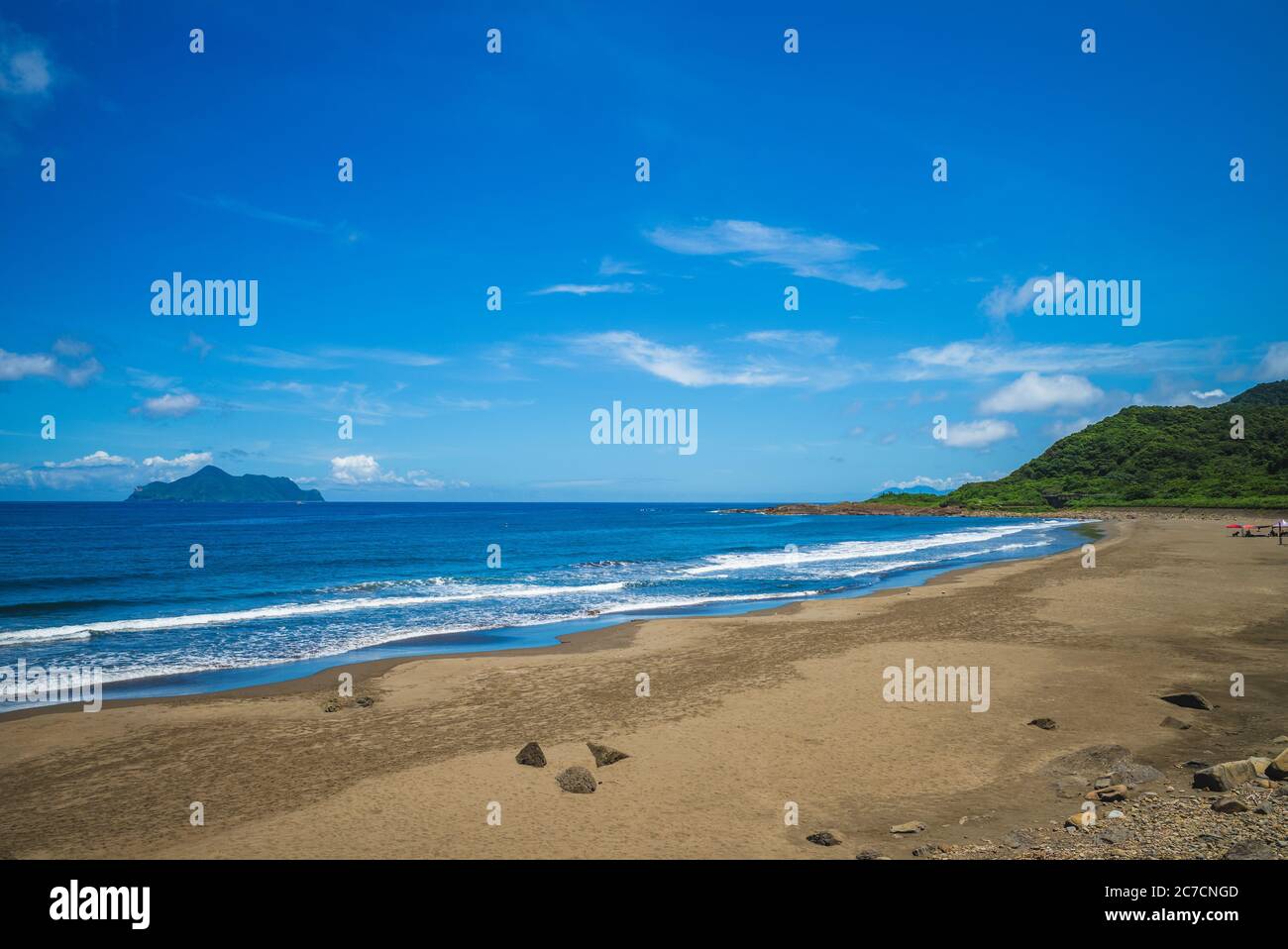 Scenery of Honeymoon Bay and Gueishan Island in Yilan, Taiwan Stock Photo