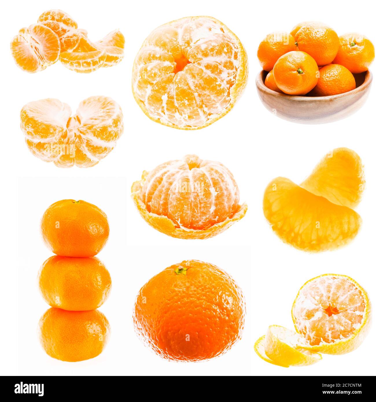 Mandarin Orange Fruits Isolated On White Background. Healthy Food