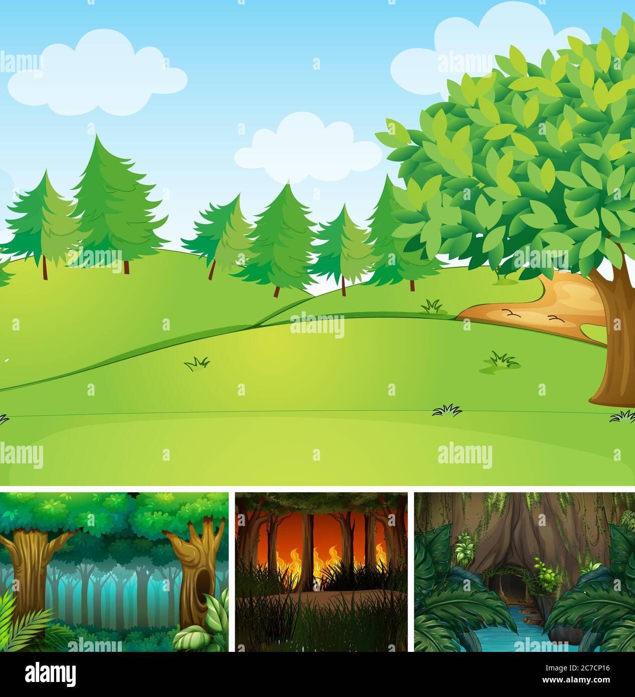 Four different nature scene of forest and swamp cartoon style illustration Stock Vector Image & Art - Alamy Four different nature scene of forest and swamp cartoon style illustration Stock Vector Image & Art - Alamy