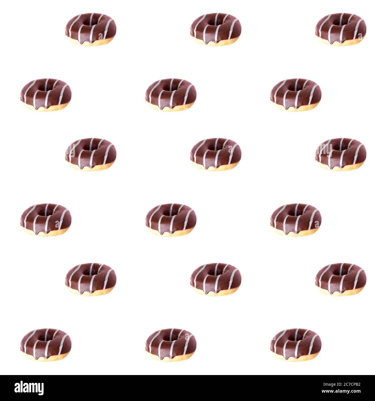 Summer pattern with chocolate donut on a light background.  Stock Photo