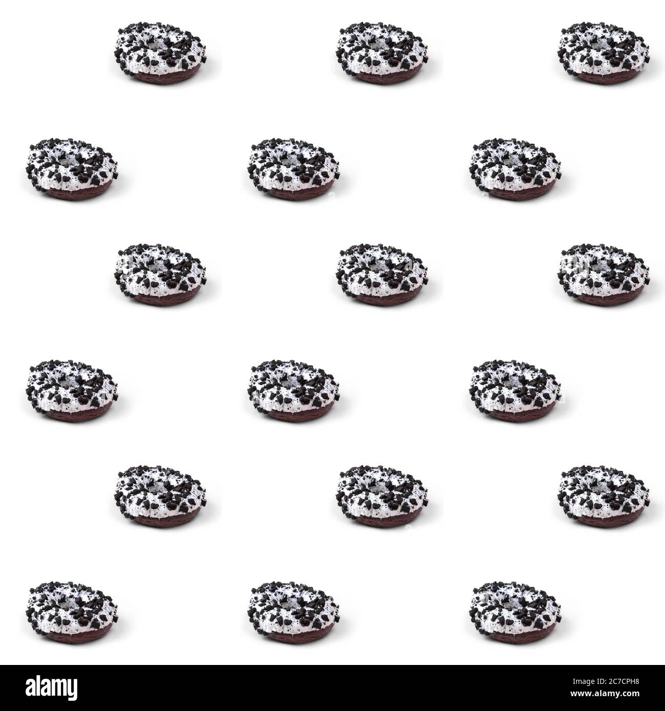 Summer pattern with chocolate donut on a light background.  Stock Photo