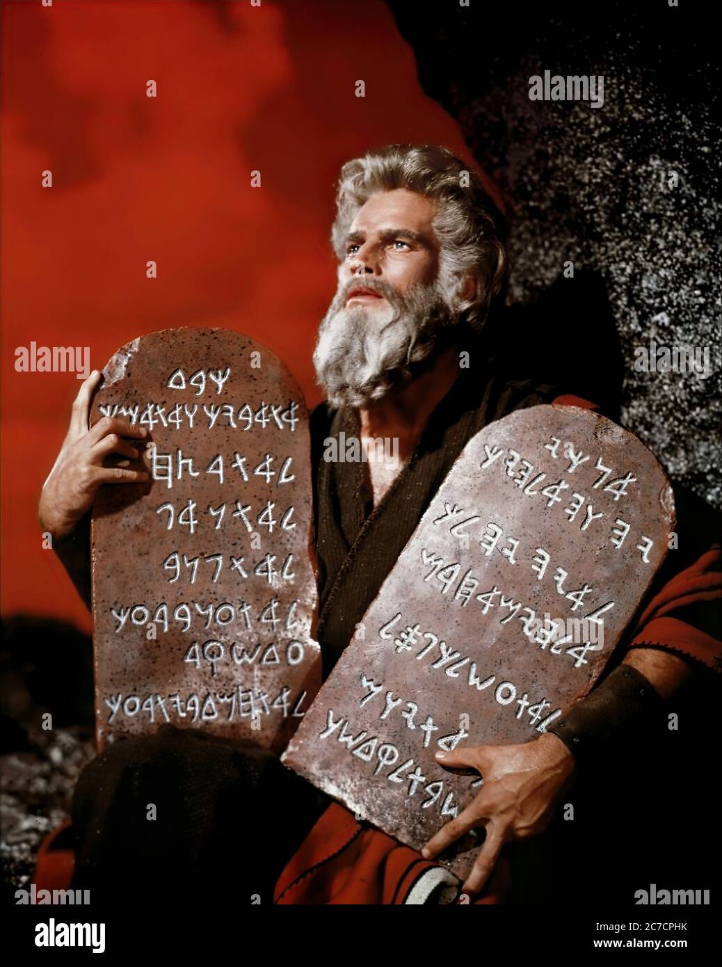 Charlton Heston as Moses in the Movie the Ten Commandments - Promotional Movie Picture Stock Photo