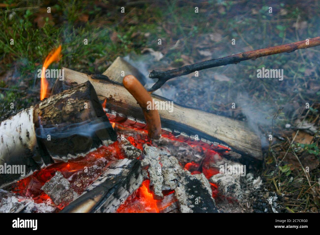 GRILLING outdoor over open fire Stock Photo