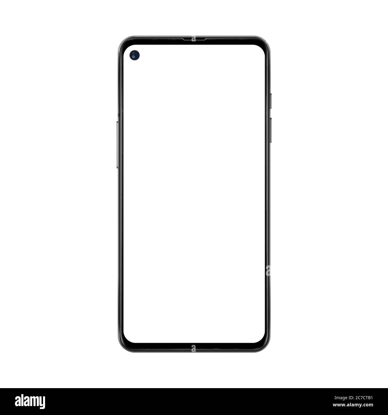 Black realistic and trendy no frame smartphone with blank white screen and separated camera isolated on white Stock Vector