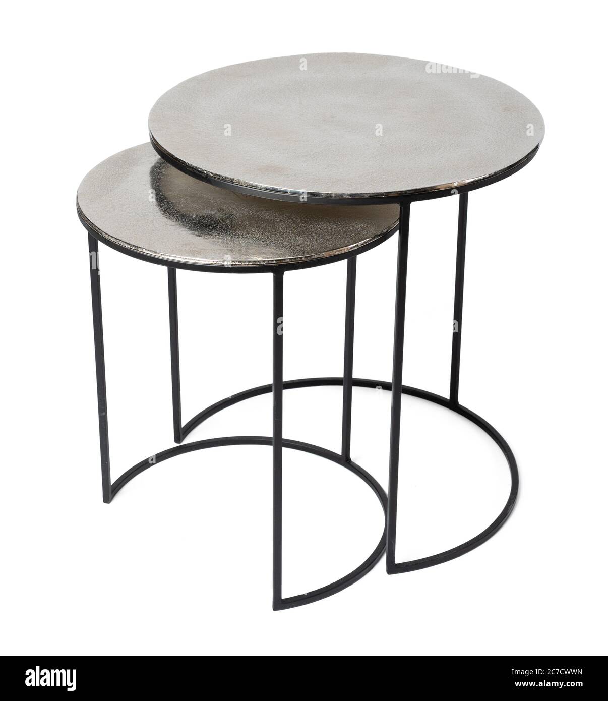 Stylish metal coffee table isolated on white Stock Photo Alamy