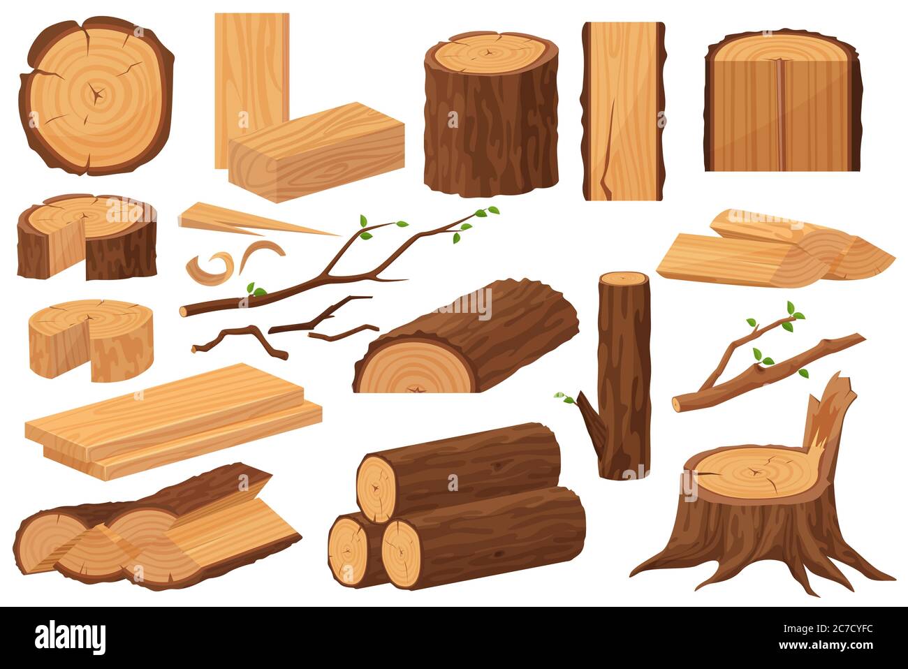 Wood industry raw materials. Realistic production samples collection. Tree  trunk, logs, trunks, woodwork planks, stumps, lumber branch, twigs cartoon  vector illustration Stock Vector Image & Art - Alamy