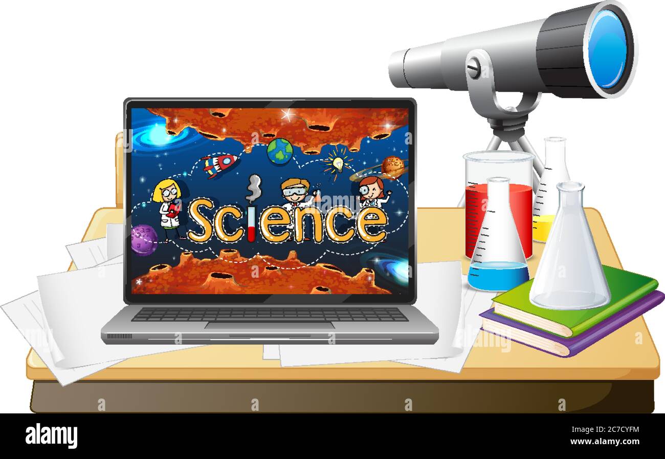 Science on laptop screen illustration Stock Vector Image & Art Alamy