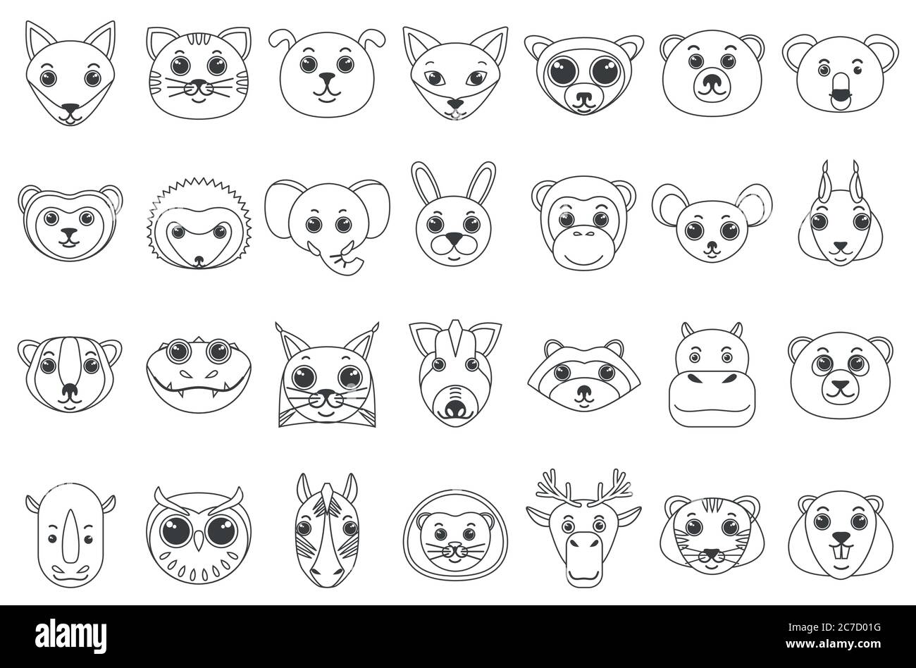 Set of line outline heads of assorted wild and domestic animals in cartoon style vector illustration Stock Vector Image & Art - Alamy Set of line outline heads of assorted wild and domestic animals in cartoon style vector illustration Stock Vector Image & Art - Alamy