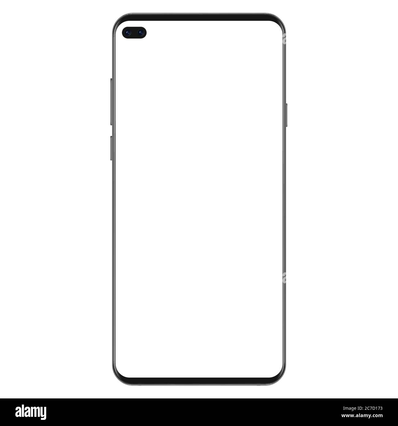 New generation version of black slim realistic no frame smartphone with blank white screen vector illustration Stock Vector