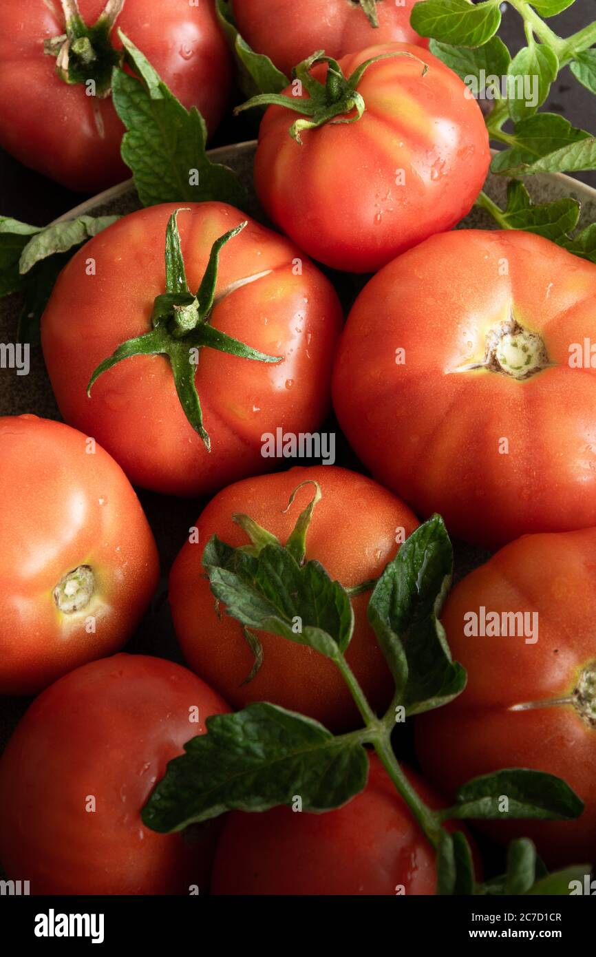 Raw garden tomatoes, healthy ingredients for healthy eating Stock Photo