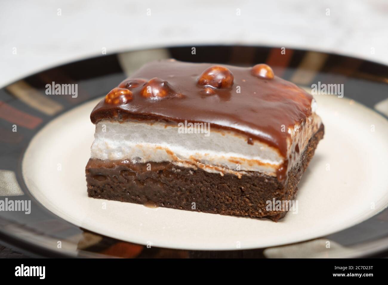 Chocolate and walnut cake Stock Photo