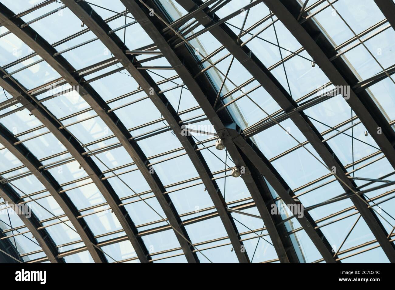 metal and glass structures of the clerestory ceiling Stock Photo Alamy