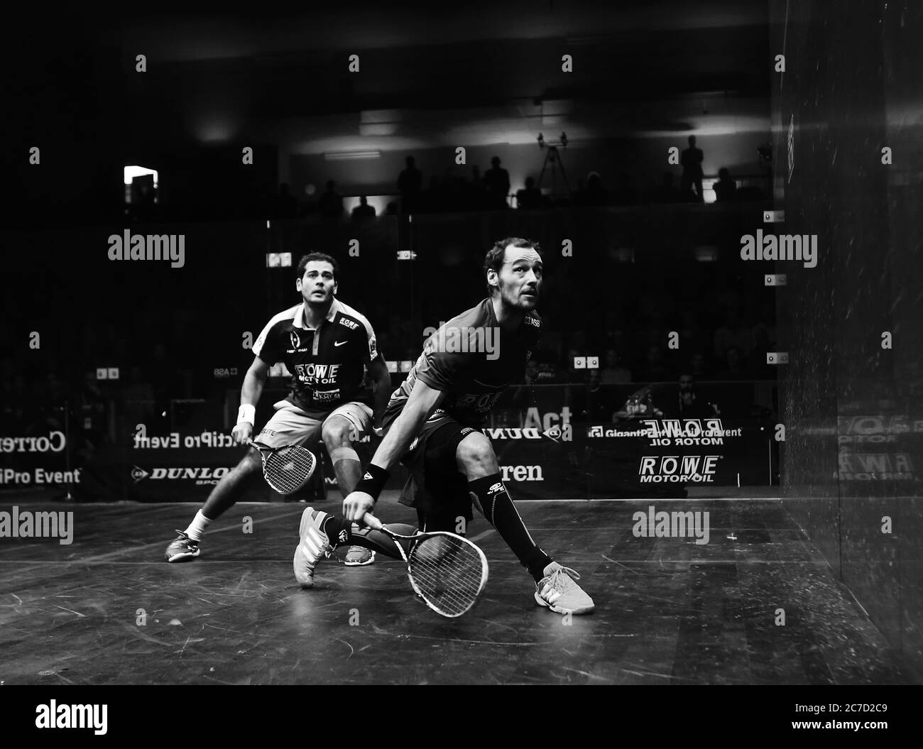 Linköping, Sweden 2017-02-05 Gregory Gaultier (right) took his third title in the Swedish open on Sunday. It was a 3-1 victory in the prestigious meeting with Karim Abdel Gawad in the final. Photo Jeppe Gustafsson Stock Photo