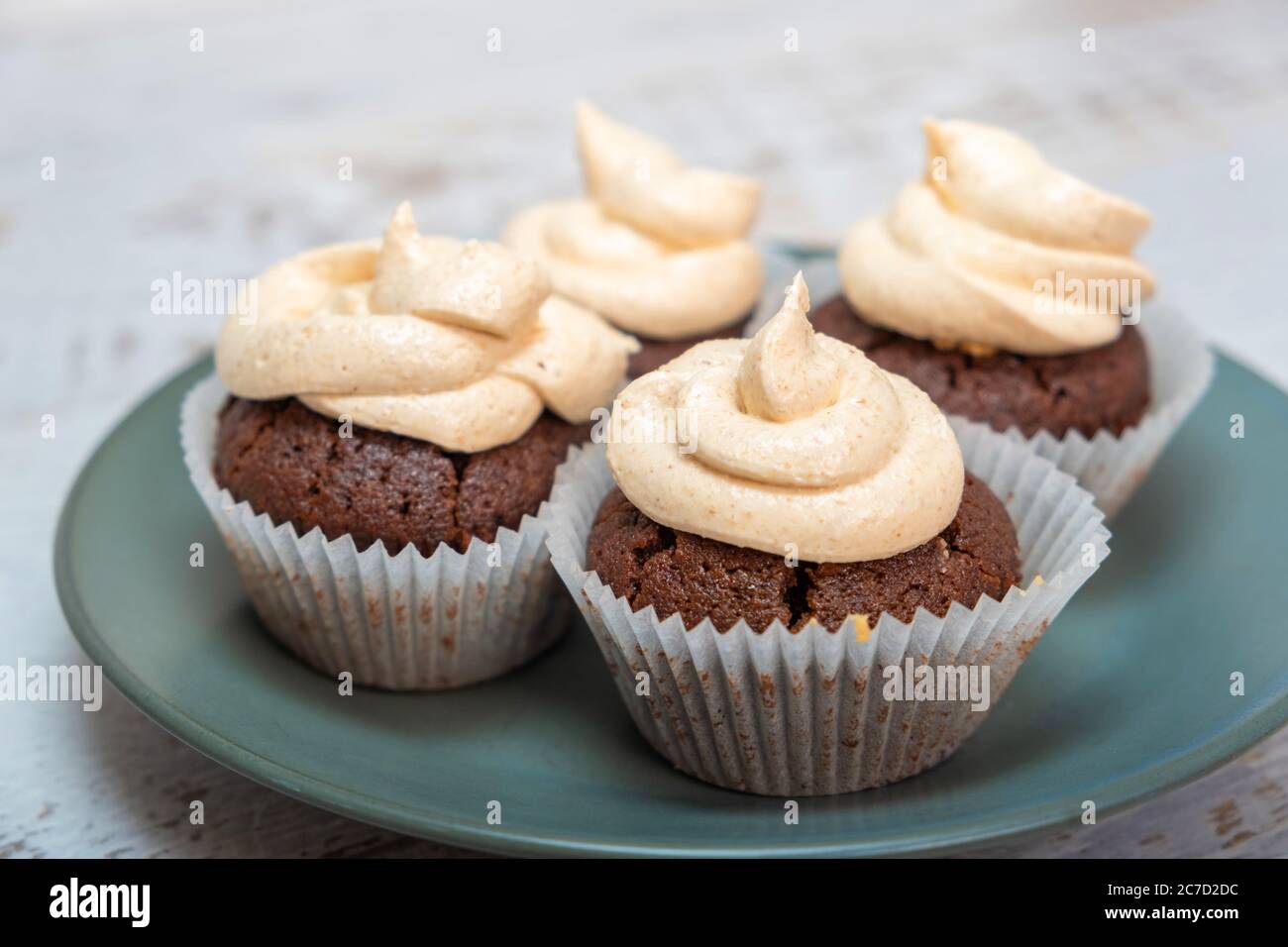 Cupcakes with peanut butter toppings Stock Photo