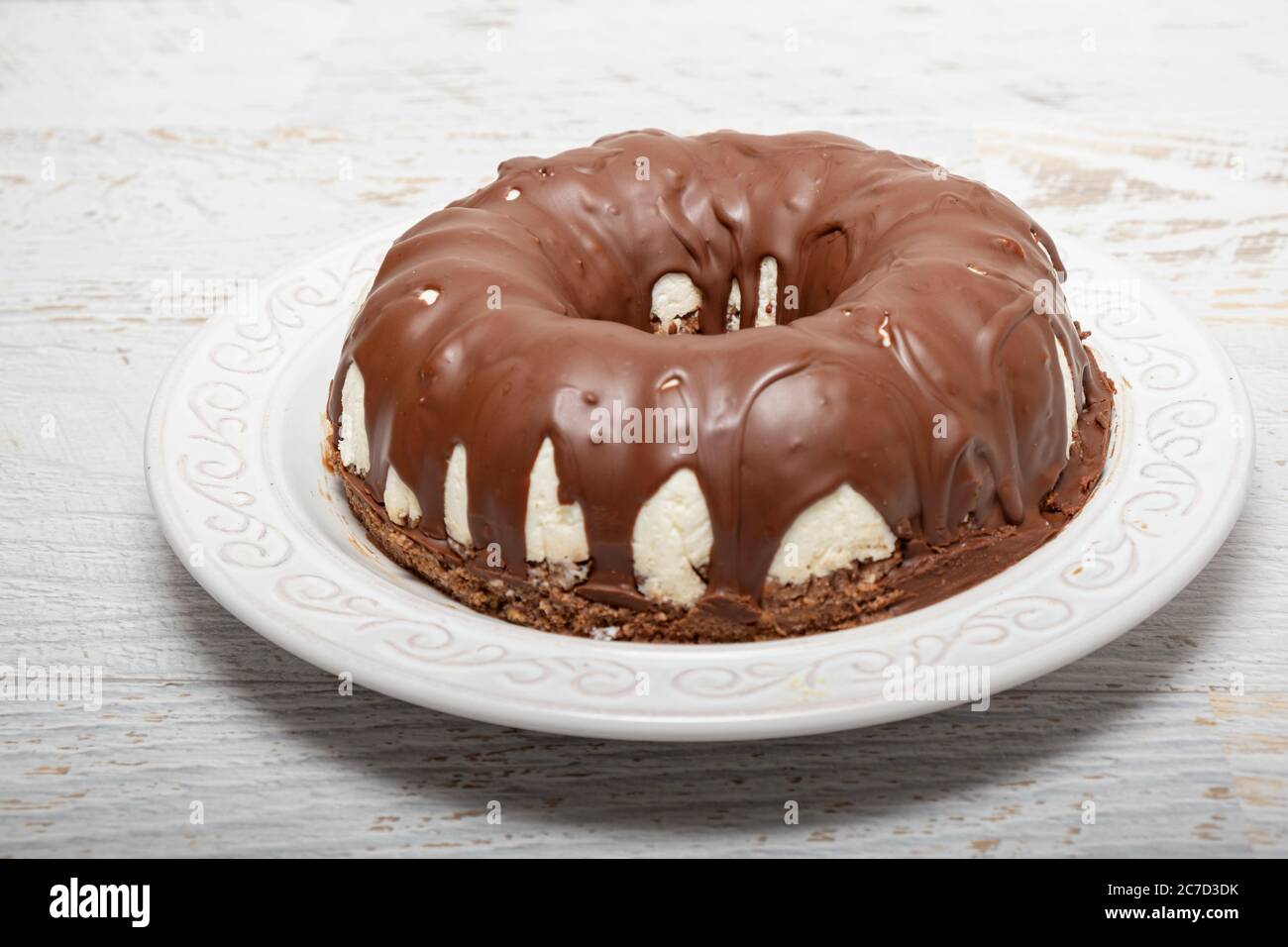 Chocolate and coconut bundt cake Stock Photo