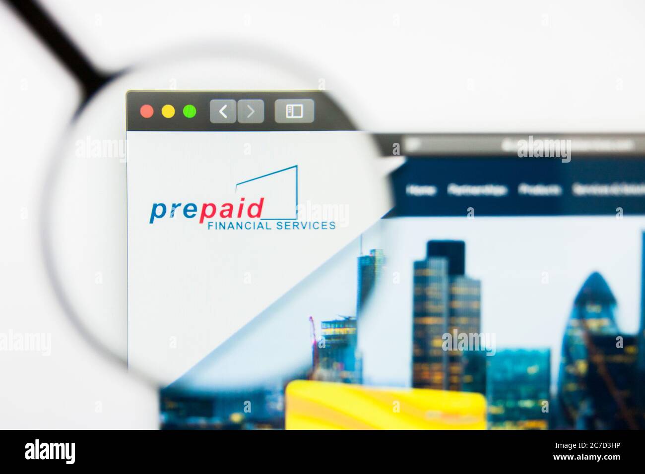 San Francisco, California, USA - 29 March 2019: Illustrative Editorial of Prepaid Financial Services website homepage. Prepaid Financial Services logo Stock Photo