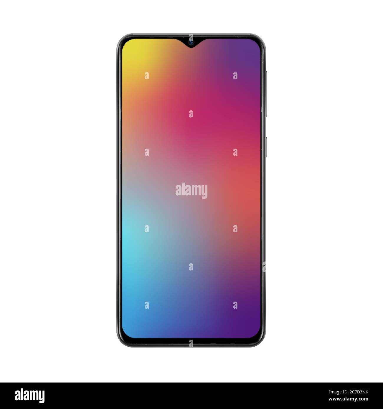 Realistic trendy smartphone mockup with thin frames and gradient mesh screen wallpaperr vector illustration Stock Vector