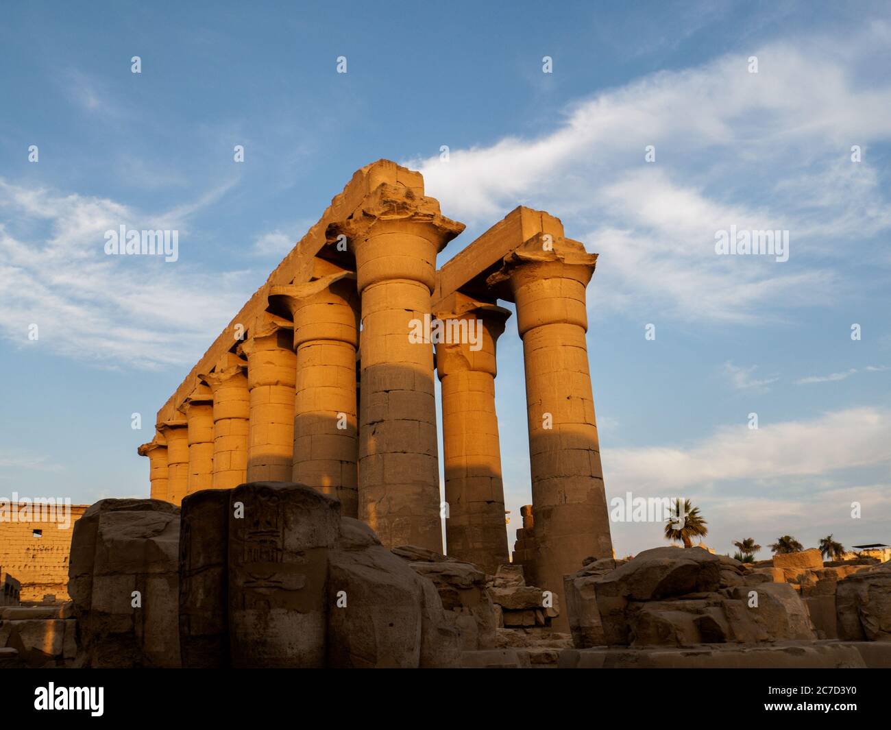 luxor temple at golden hour with columns and pylon Stock Photo Alamy