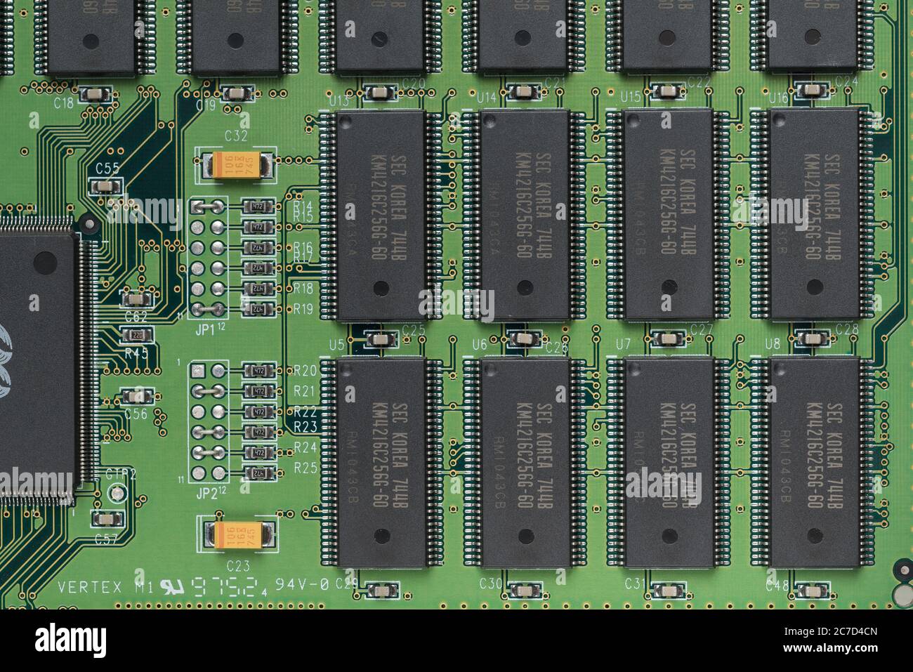 Neat printed circuit board from Mac computer with chip, diode, coil