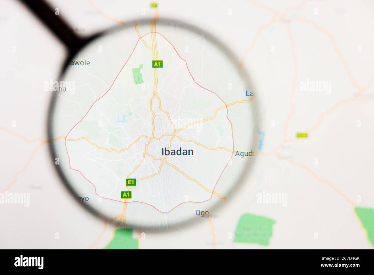 Map Of Ibadan City Ibadan, Nigeria City Visualization Illustrative Concept On Display Screen  Through Magnifying Glass Stock Photo - Alamy