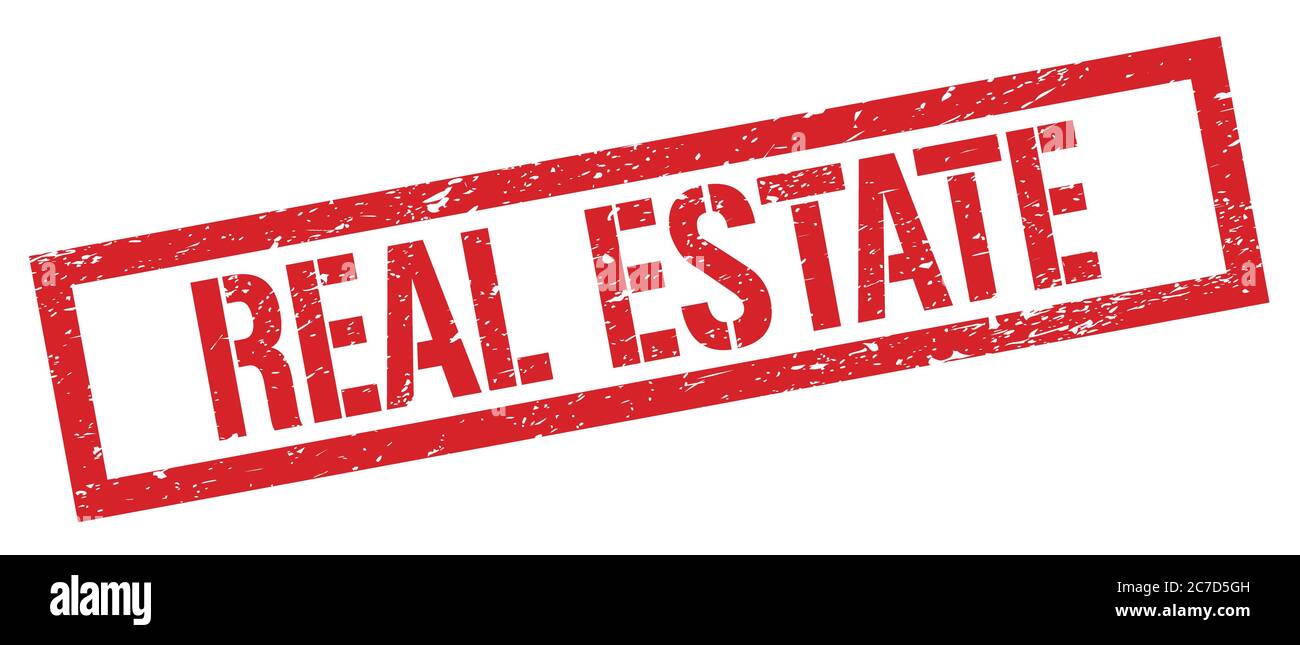 REAL ESTATE red grungy rectangle stamp sign Stock Photo Alamy