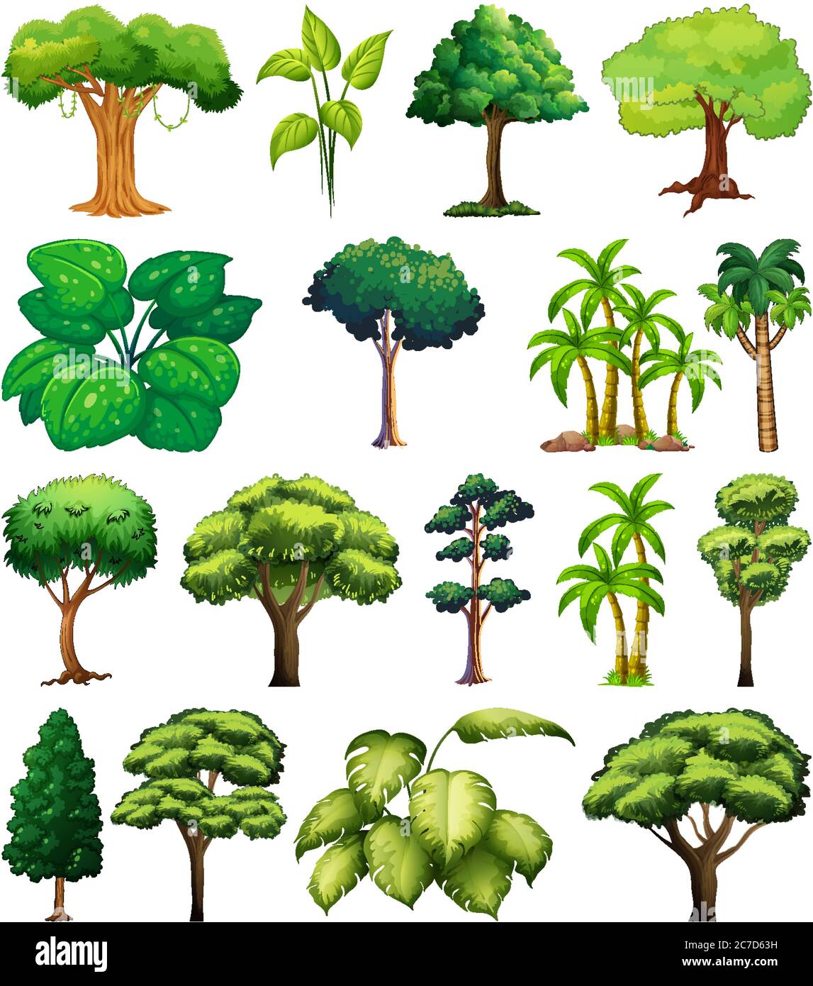 Set of variety plants and trees illustration Stock Vector Image & Art ...