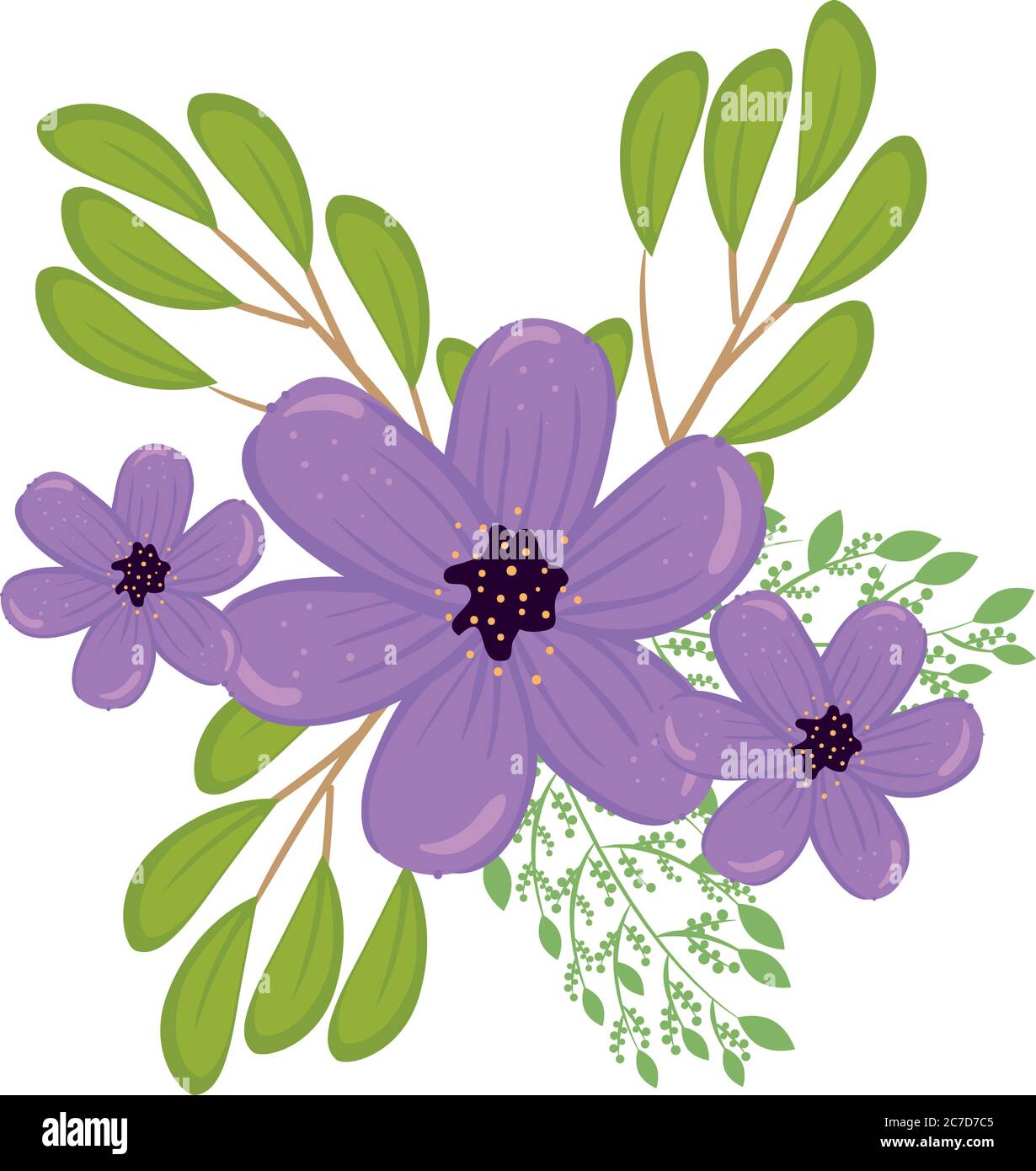 purple flowers with leaves vector design Stock Vector Image & Art - Alamy