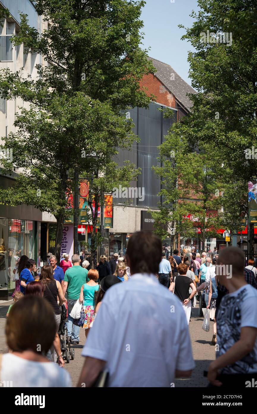 People shopping in Doncaster town centre, Yorkshire, England. Stock Photo