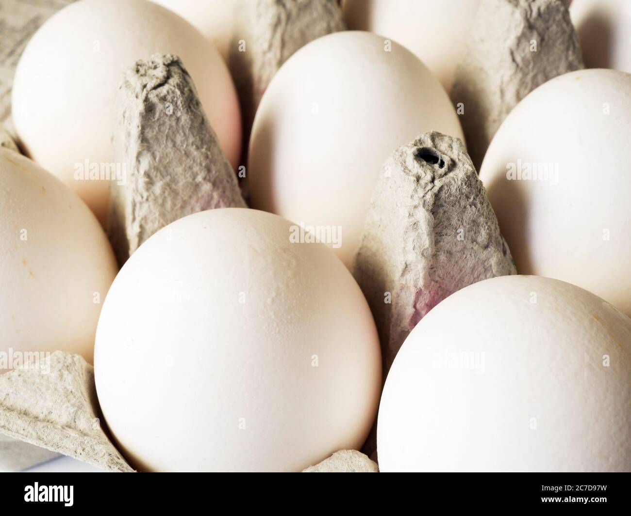 A tray of white eggs Stock Photo