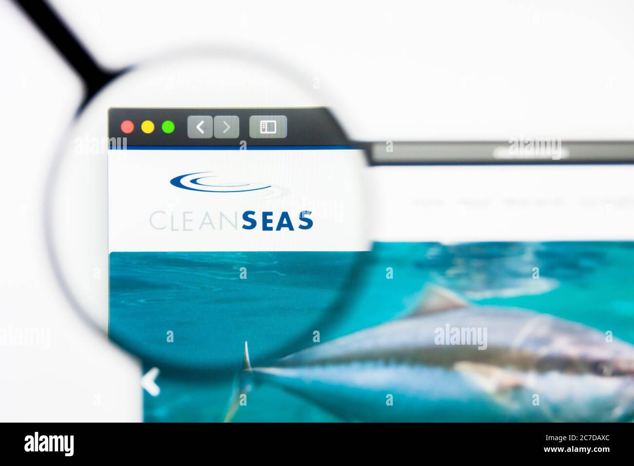San Francisco, California, USA - 8 April 2019: Illustrative Editorial of Clean Seas Seafood website homepage. Clean Seas Seafood logo visible on Stock Photo