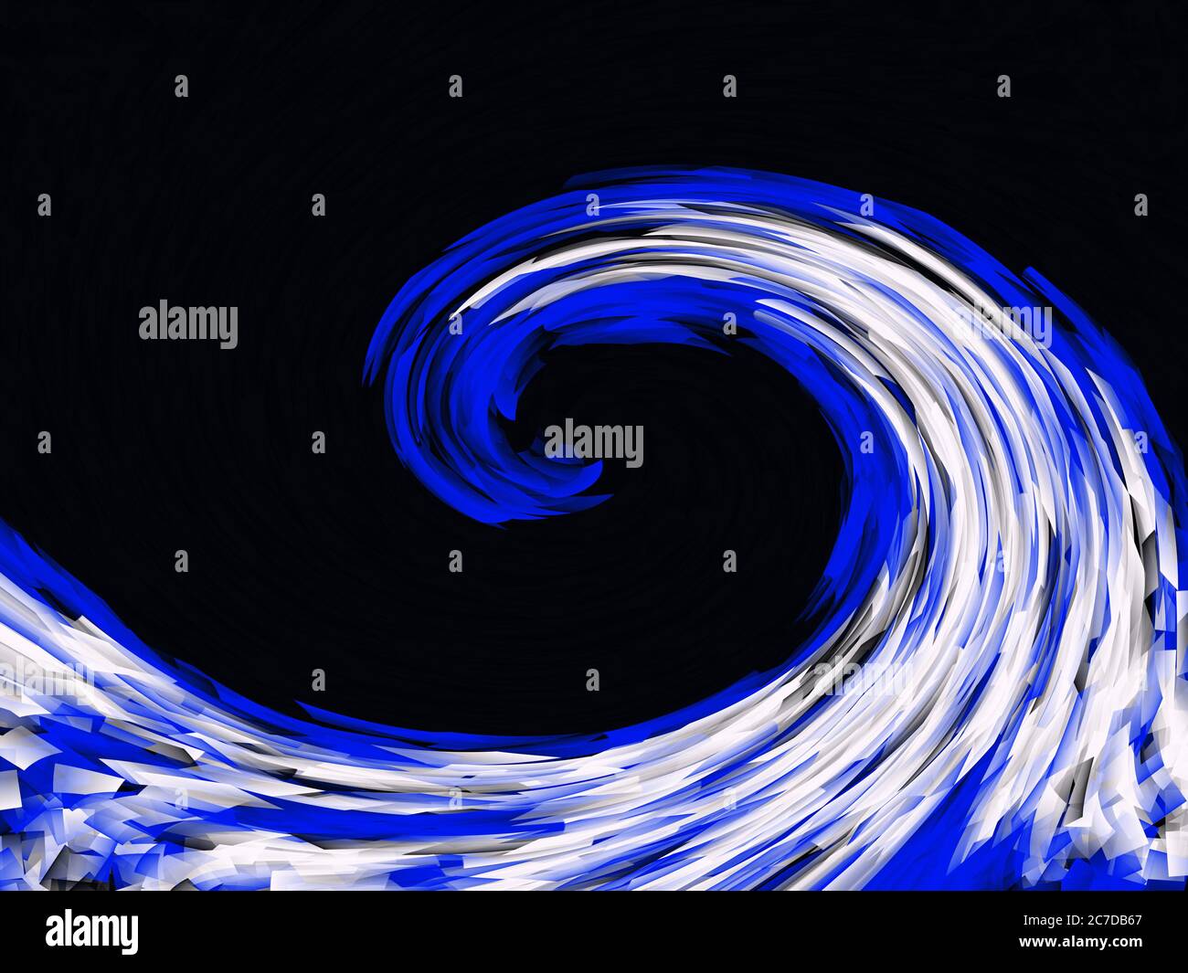 Blue and white color highlighted wave pattern digital graphic on unique texture frame. Stock Photo