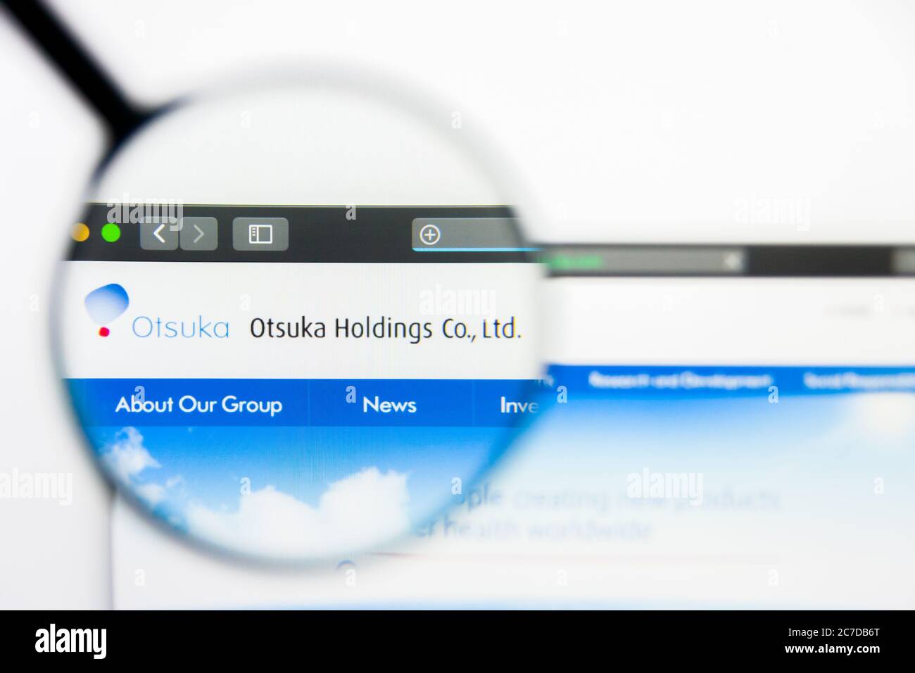Los Angeles, California, USA - 25 March 2019: Illustrative Editorial of Otsuka Holding website homepage. Otsuka Holding logo visible on display screen Stock Photo