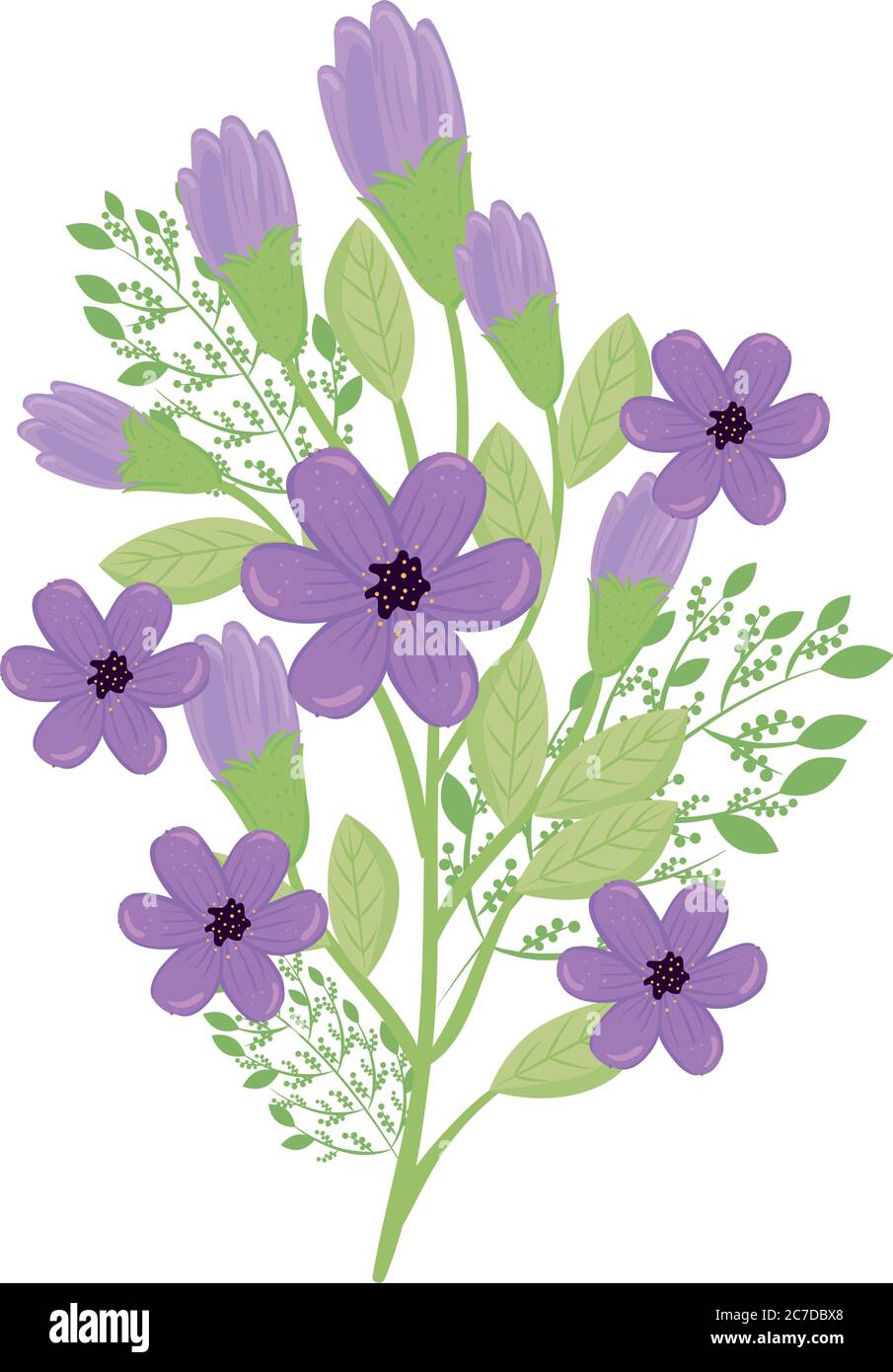 purple flowers with leaves vector design Stock Vector Image & Art - Alamy