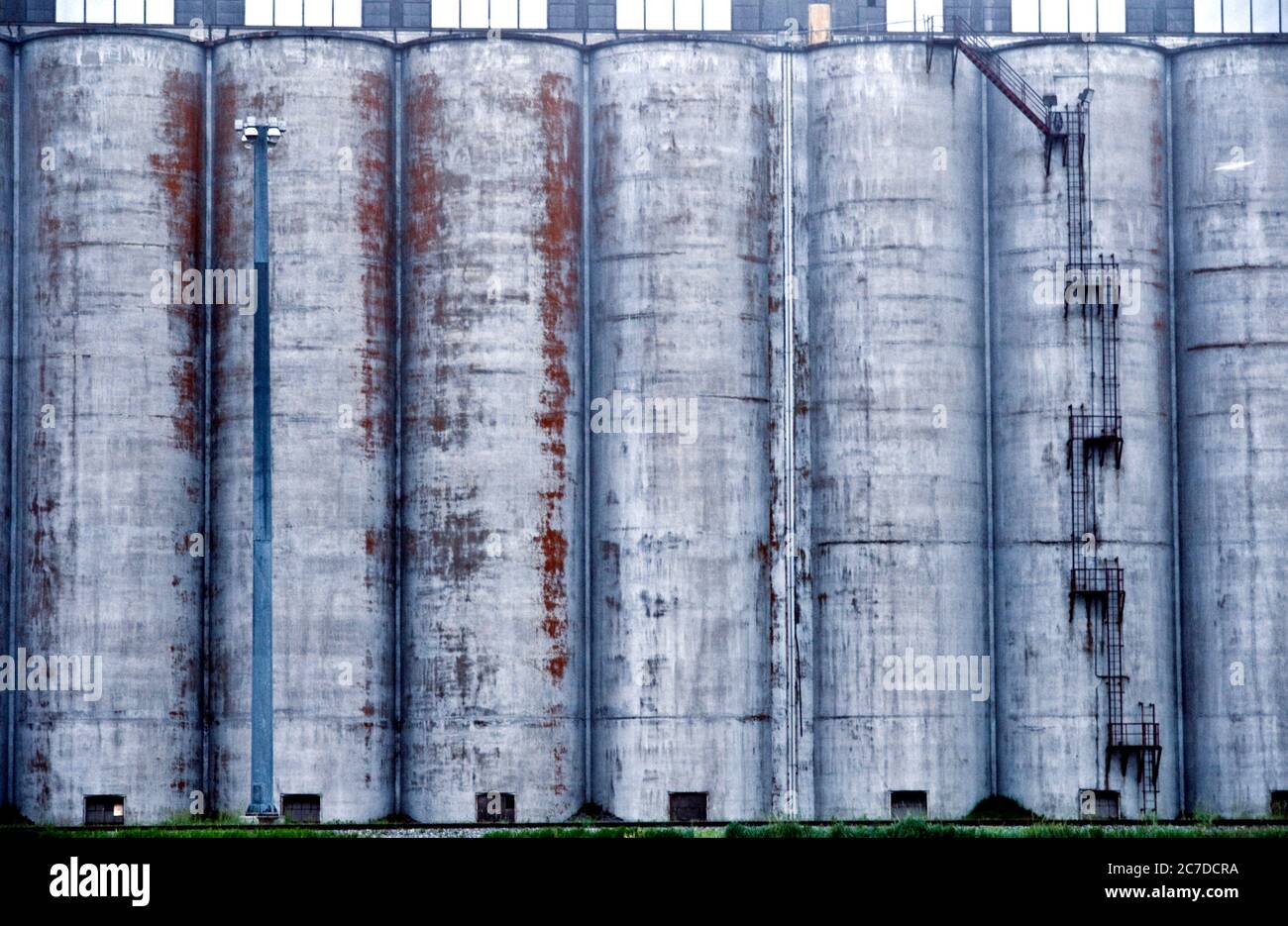 The grain silos and elevators at the shipping facility at the Port of Churchill, on Hudson Bay in the Arctic Ocean, in northern Manitoba, Canada. Stock Photo