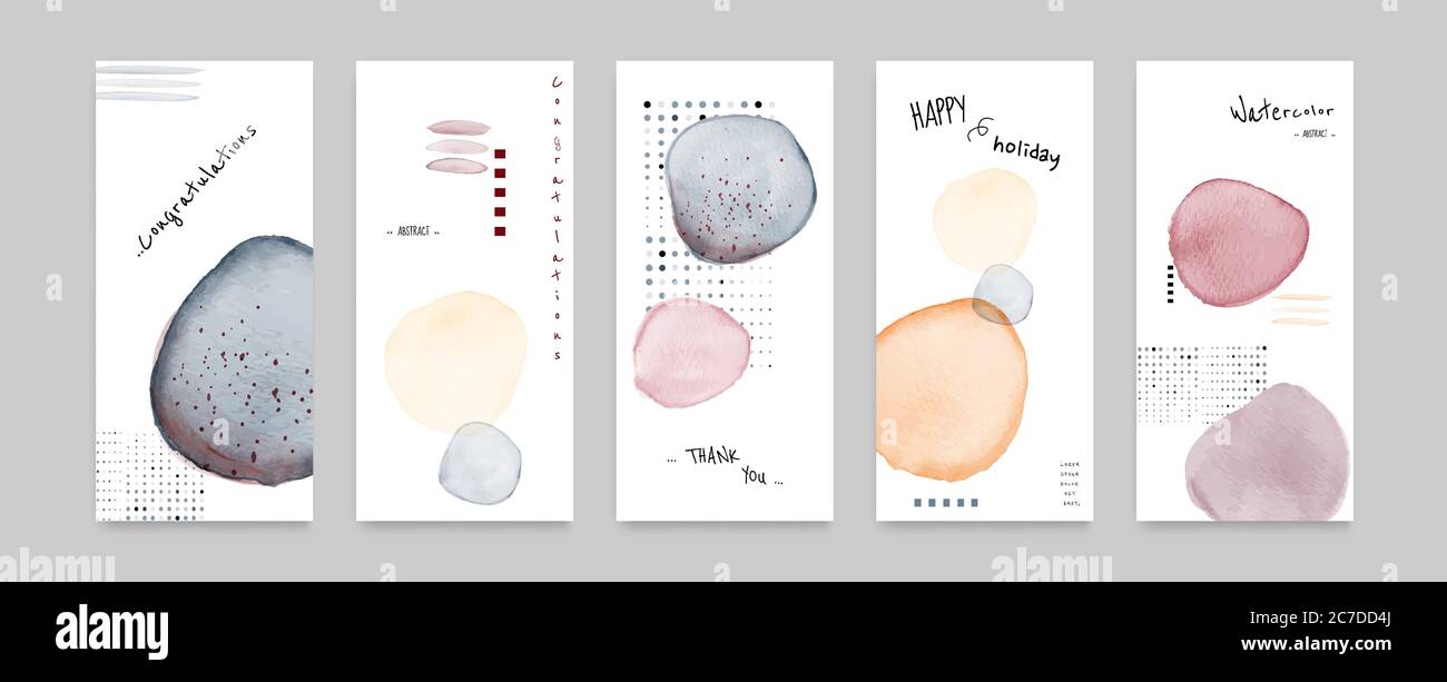 Set of cards Abstract geometric modern design combined with stain hand ...