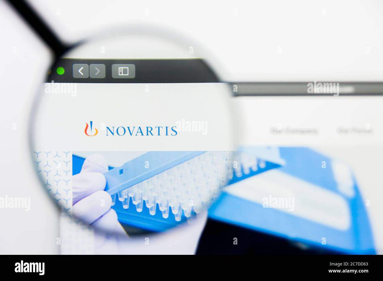 Los Angeles, California, USA - 25 March 2019: Illustrative Editorial of Novartis website homepage. Novartis logo visible on display screen. Stock Photo