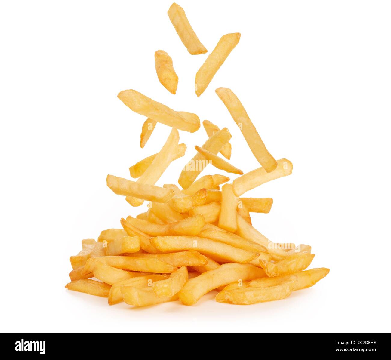 french fries falling isolated on white background Stock Photo - Alamy