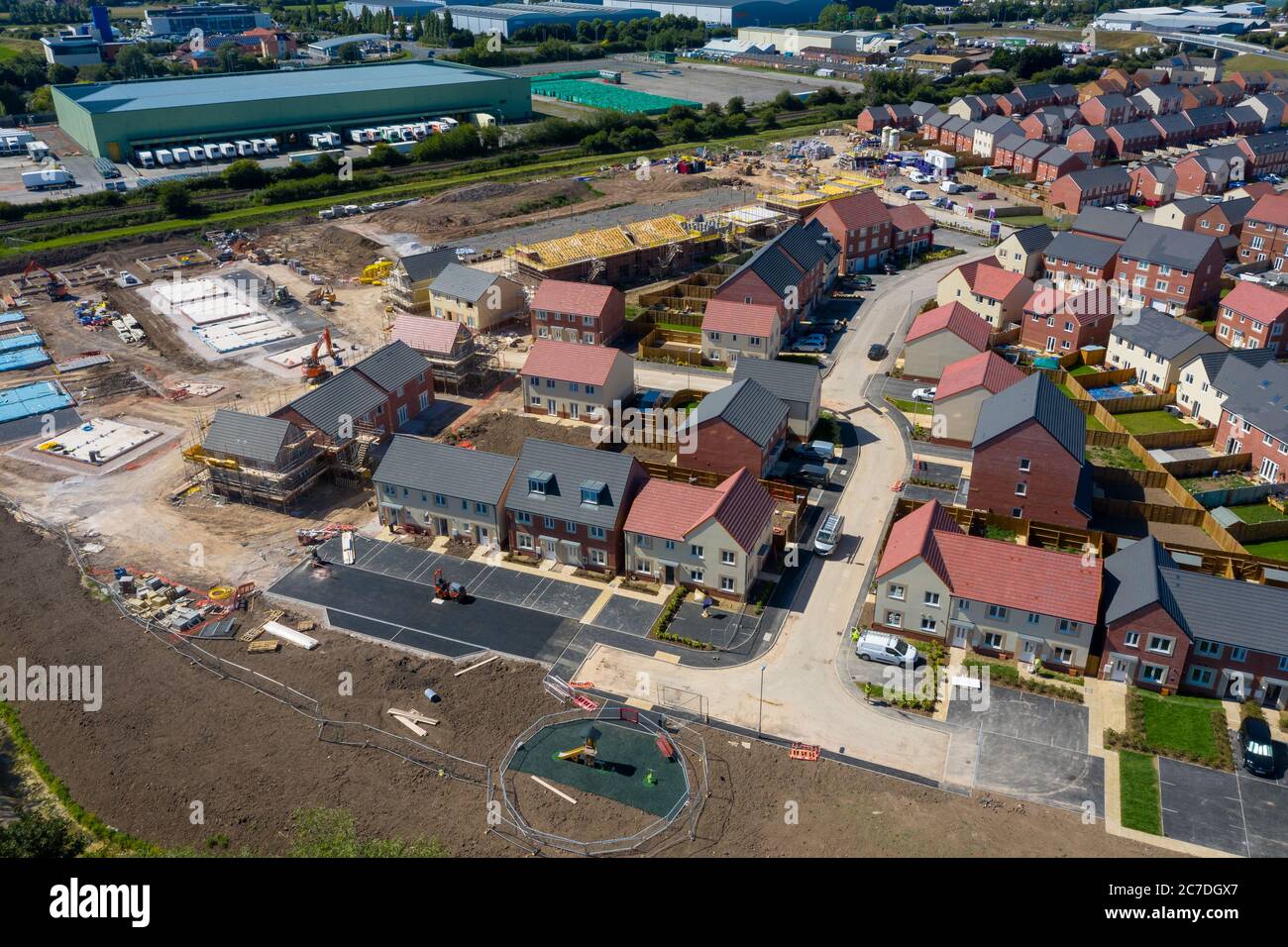 Aerial view of new houses being built / constructed by Taylet wimpy in