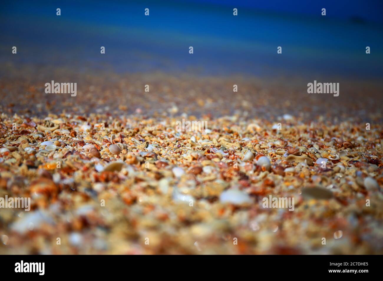 Pebbles on the beach in Antigua Stock Photo
