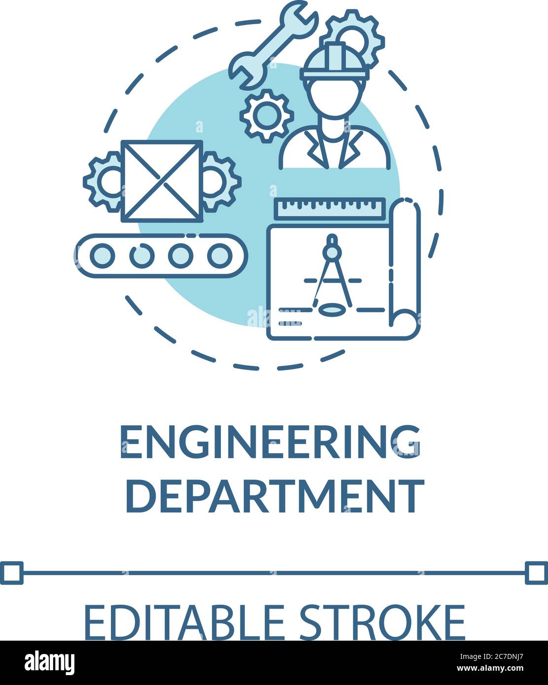 Engineering department turquoise concept icon. Technical production ...