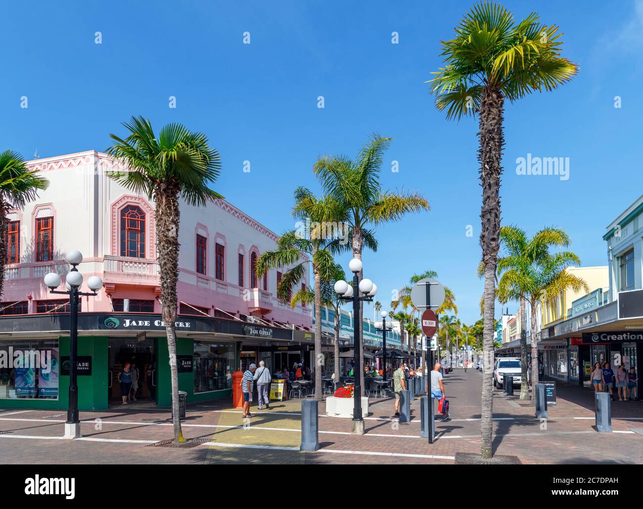 Shops on Emerson Street in the art deco district of downtown Napier, North Island, New Zealand Stock Photo