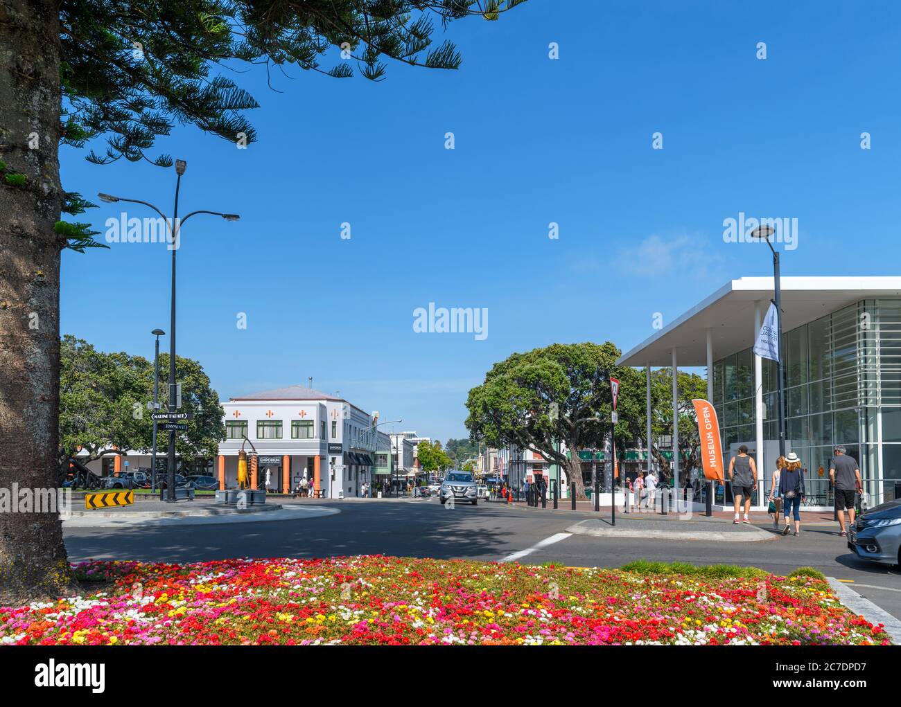 Tennyson Street with MTG Hawke’s Bay on the right, Napier, North Island, New Zealand Stock Photo