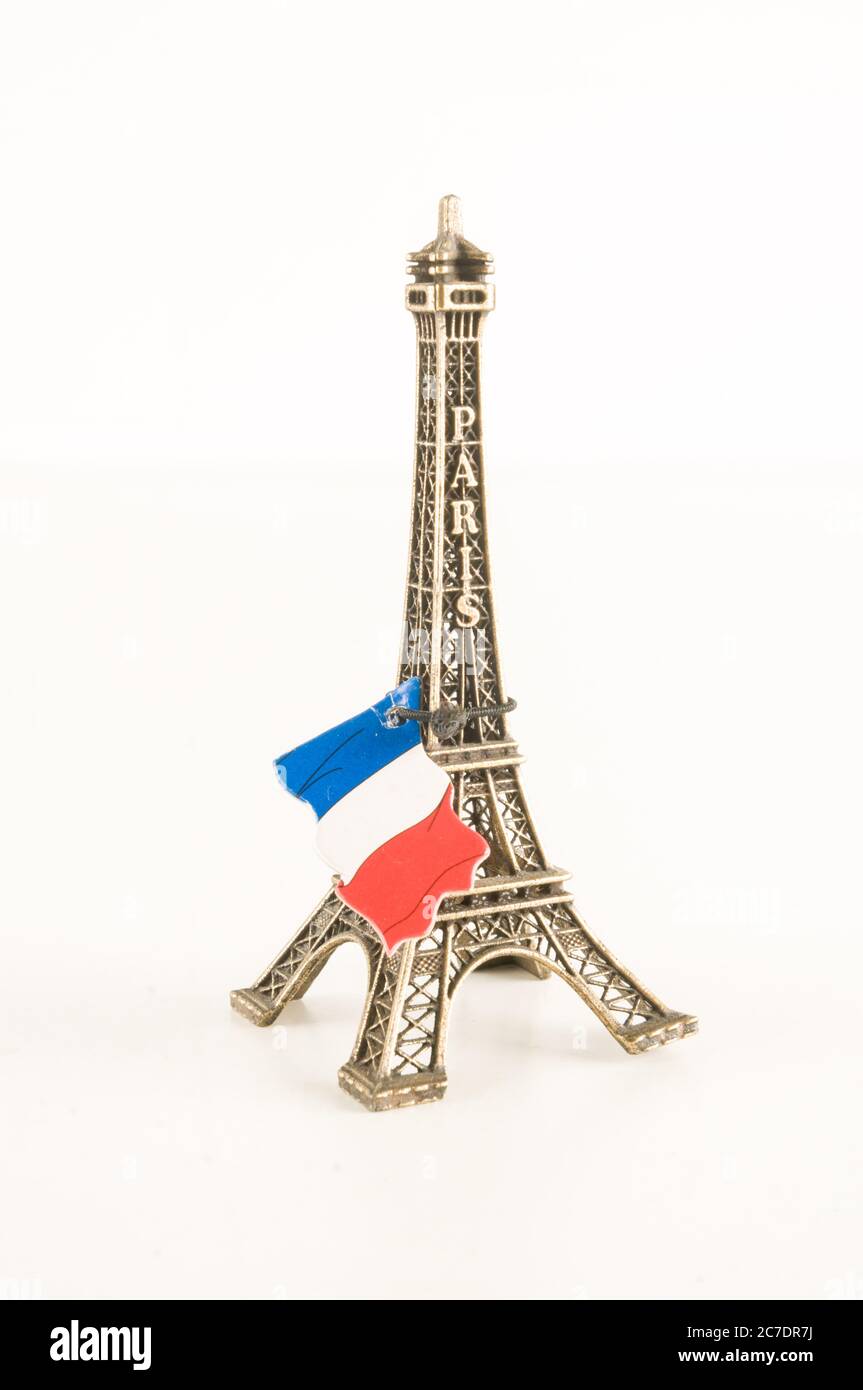 Eiffel Tower toy miniature on white background Stock Photo - Alamy